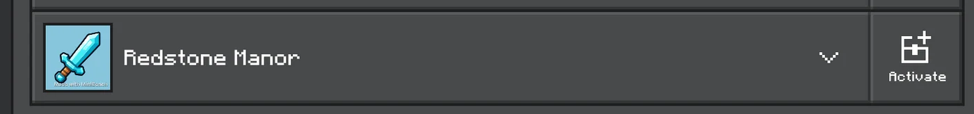 The Redstone Manor pack listed under Available behavior packs with an Activate button